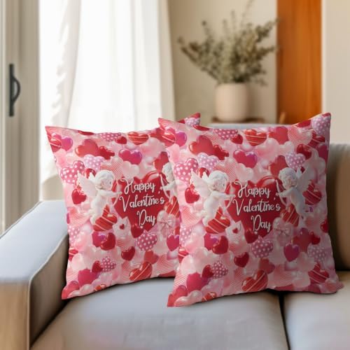 Happy Valentine's Day Throw Pillow Covers 20x20 Set of 2 Polka Dot Love - Image 3