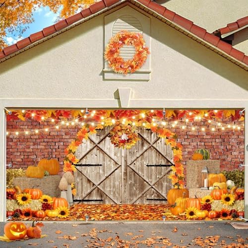 Fall Thanksgiving Garage Door Cover Decorations Banner Backdrop 7x16ft - Image 2
