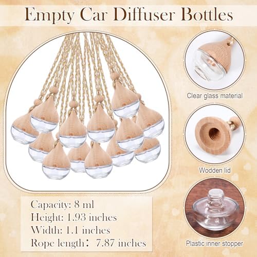 Boao 50Set Hanging Car Freshener Diffuser Bottle, White Card Water Droplet
