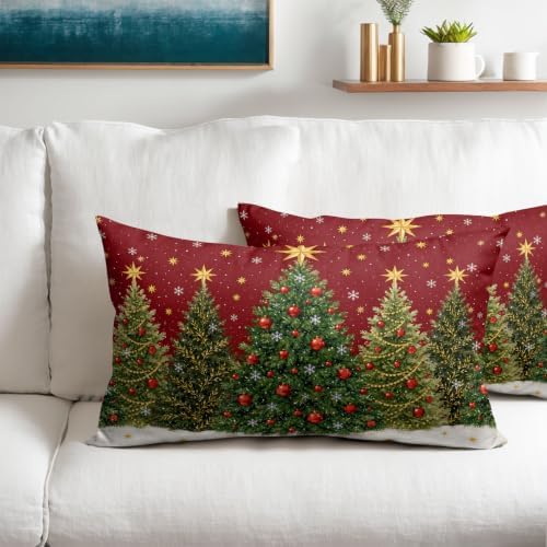 Winter Christmas Tree Lumber Pillow Covers 12x20 Set of 2 Highly Absorbent - Image 2