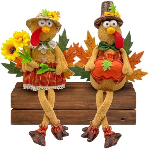 Stuffed Turkey Thanksgiving Table Decor Turkey Couple Doll Thanksgiving Decorations Indoor Outdoor Handmade Tabletop Fall Decor Kit for Home by Unknown