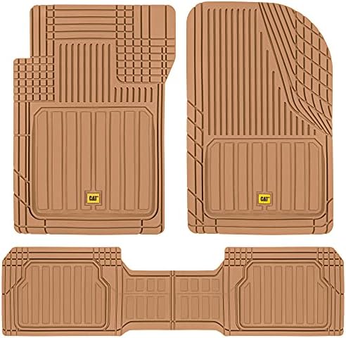 Cat® ToughLiner™ Beige Car Floor Mats - Heavy Duty Trim to Fit Floor Mats for Trucks - All-Weather Truck Accessories & Odorless Rubber Automotive Floor Mats - Car Mats & SUV Floor Liners for Car