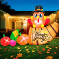 6FT Thanksgiving Inflatables Outdoor Decoration Inflatable Turkey with Cornucopla, Built in LED Lights Blow Up Yard Decorations for Fall Holiday Party Garden Lawn Décor by KOOY