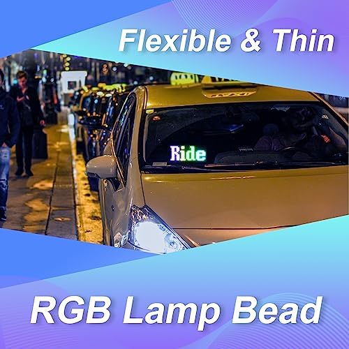 LED Light Signs for Car,Programmable Bluetooth APP Control,DIY Editor Text, Patterns, Animations for Car Game Room Party Bar (3"x 7")