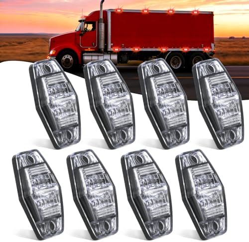 Nilight 2.5" Oval Side Marker Light, White Lens Red LED,Waterproof