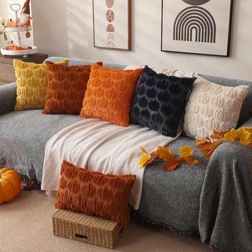 DFXSZ Fall Pillow Covers 16x16 2Pcs Rust Pumpkin Fall Decorations for Home - Image 5