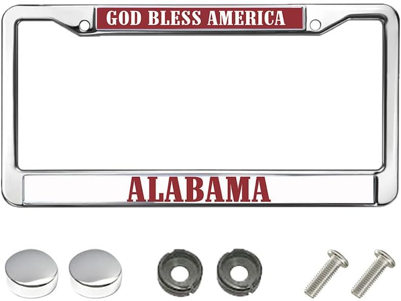 God Bless America Alabama Metal License Plate Frame Chrome Alabama Lover Black Car Chrome License Plate Frame