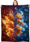Hot and Cold Fried Chicken Nugget Blanket Dynamic Fire and Ice Throw Blankets,Birthday Gifts for Men Women,Lightweight Soft Fleece,Food Lovers,Sofa Couch Bed Room Modern Decor 60x80in by VODRM