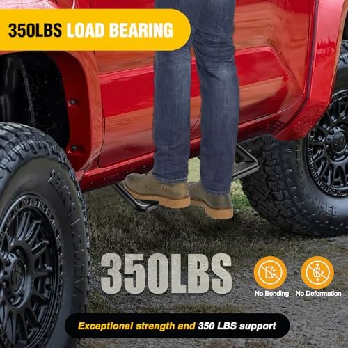 Nilight Aluminum Slip-Proof Nerf Steps 4Pcs Black for Pickup Trucks