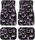 Mauve Black Ghost Print Funny Halloween Car Floor Mats 4 PCS, Cute Durable Interior Accessories for Car SUV, All Weather Floor Mats with Front Rear Trunk Liners Set for Party