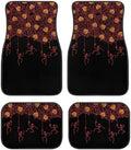 Red Spider Web Skeleton Black Print Funny Halloween Car Floor Mats 4 PCS, Cute Durable Interior Accessories for Car SUV, All Weather Floor Mats with Front Rear Trunk Liners Set for Party