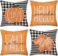Fall Decor Pillow Covers 24x24 Inch Set of 4 Orange Pumpkin Maple Leaf Throw Pillow Case Outdoor Buffalo Plaid Stripes Autumn Thanksgiving Farmhouse Decoration for Home Couch by Qinqingo