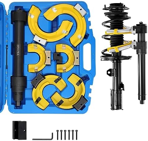 VEVOR Strut Spring Compressor Set, Macpherson Strut Spring Compressor Kit, Interchangeable Fork Strut Coil Extractor Remover Tool, with Yellow Protective Sleeve and Carrying Case by VEVOR