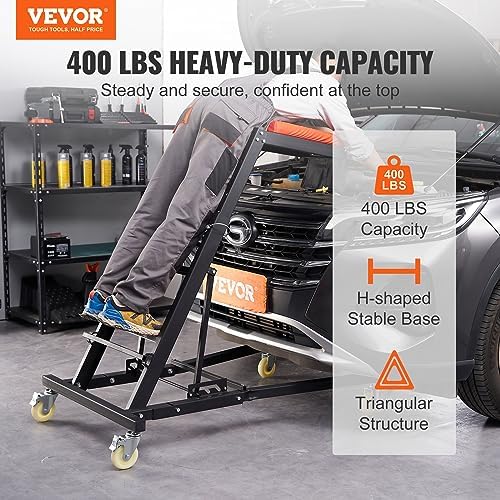 VEVOR Top Automotive Creeper, Engine Creeper 42.5"-64.8", 400 LBS Capacity High Top Creeper, 4 Swivel Caster Wheels, Padded Deck, Creeper for Home Garage, Workshop Repair Maintenance - Image 2