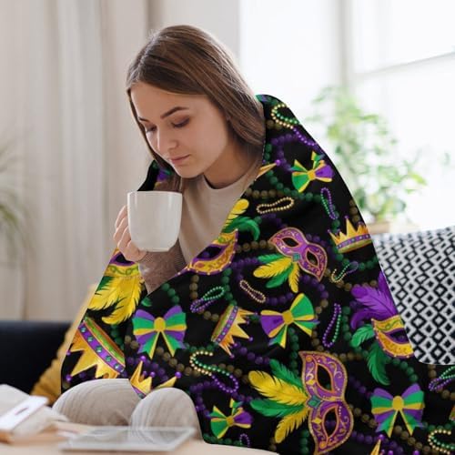 Socira Mardi Mask Gras Blanket Throw Blanket Mardi Mask Gras Gifts for Women Men Soft Sofa Throws for Travel Camping Bed Home Decor Car Birthday Gift 40"*50" （100 * 130cm） - Image 5