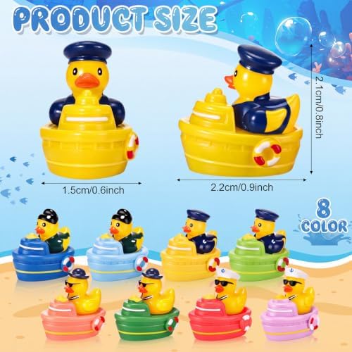 RoundFunny 50 Pcs Mini Sailor Cruise Ducks Sunglasses Tiny Resin Ship Duck - Image 4