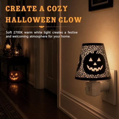 Classic Removable Shade Halloween Pumpkin Plug-in Night Light - Image 6