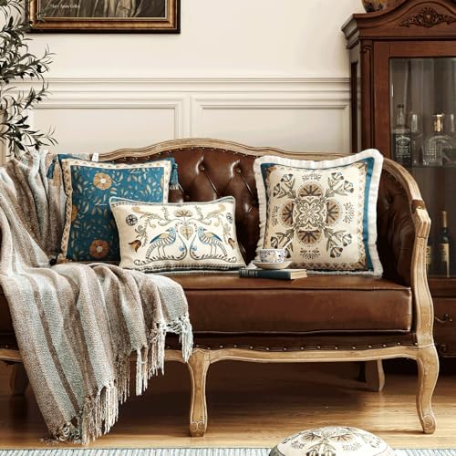 patdrea Designer Vintage Floral Throw Pillow Cover,18"x18",Set of 2 - Image 3