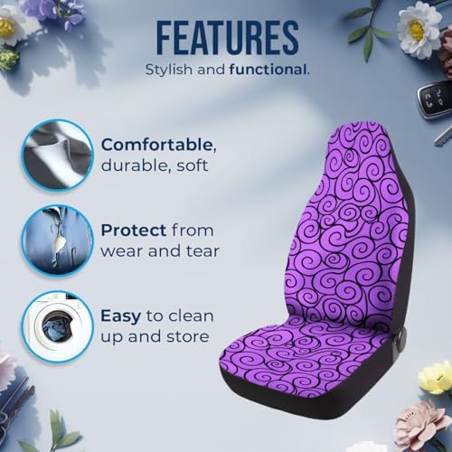 GENANY Fantasy Fruit Emblems Car Seat Covers, 2-Piece Front Seat Set