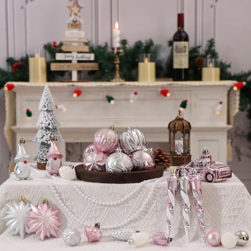 Pink and Silver Fall Christmas Ornaments for Tree Thanksgiving Decorations - Image 6