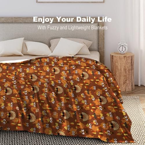 Socira Thanksgiving Turkey Blanket Throw Blanket Thanksgiving Turkey Gifts for Women Men Soft Sofa Throws for Travel Camping Bed Home Decor Car Birthday Gift 40"*50" （100 * 130cm） - Image 6