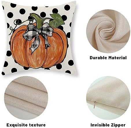 Fall Pillow Covers 24x24 Set of 2 Pumpkin Maple Leaves and Polka Dot Fall Decor Pillowcase Linen Autumn Thanksgiving Decorative Outdoor Throw Pillow Covers Farmhouse Cushion Case for Couch Home - Image 7