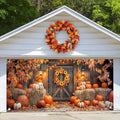 Fall Thanksgiving Garage Door Cover 8x7ft Pumpkin Hay Bale Lantern Decor by Lacoiime