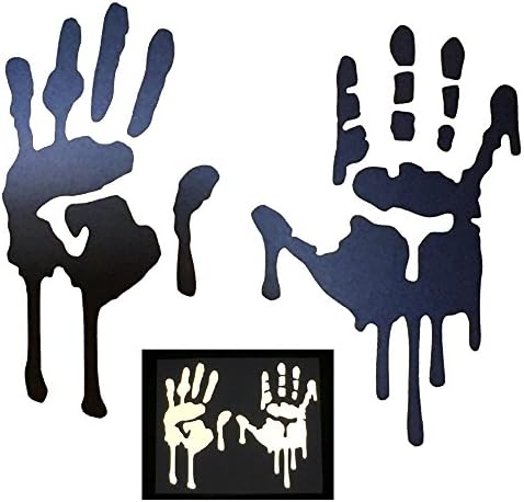 customTAYLOR33 High Intensity Grade Reflective Bloody/Dripping Hands Decals for Helmets, Windscreens, Rear Windows, Bumper Stickers (7 inches Height, Black)