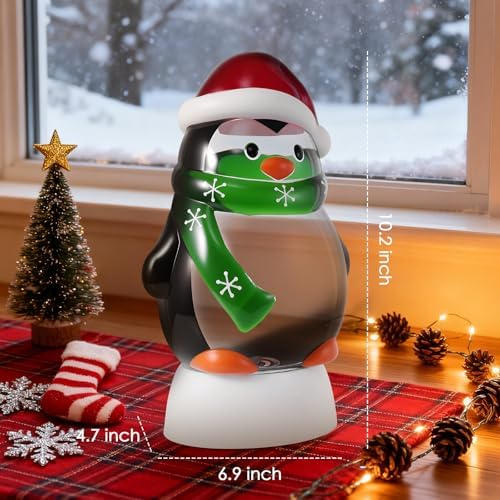 Christmas Snow Globe Penguin Lighted Musical Glitter Globe Battery Operated or USB Powered with Timer Water Glittering Snowing Globe for Christmas Party Home Table Decorations Gifts (Penguin) - Image 2