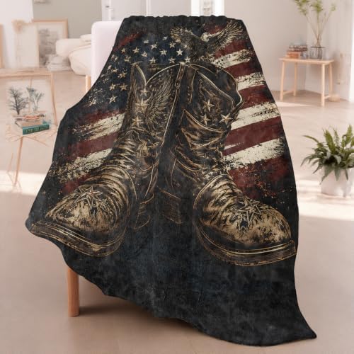 American Flag Cowboy Boots Throw Blanket Gifts for Women Kids, 40x50in - Image 2