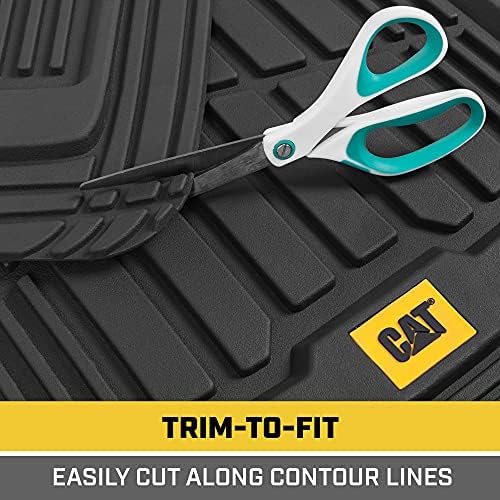 Cat® ToughRide™ Heavy-Duty 3 Piece Rubber All Season Floor Mats for Car Truck Van SUV, Black - Premium Trim to Fit Cars Floor Mat, All Weather Deep Dish Automotive Floor Mats, Total Dirt Protection