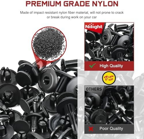 Nilight 1115Pcs Car Push Retainer Clips Auto Fasteners Kit 32 Most Popular Sizes Nylon Bumper Fender Rivets with 5 Fasteners Remover 10 Cable Ties for Toyota GM Ford Honda Chevy