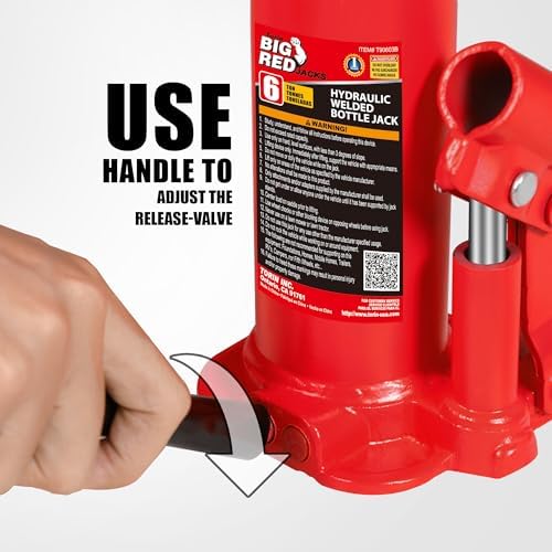 BIG RED T90603B Torin Hydraulic Welded Bottle Jack, 6 Ton (12,000 lb) Capacity, Red - Image 5