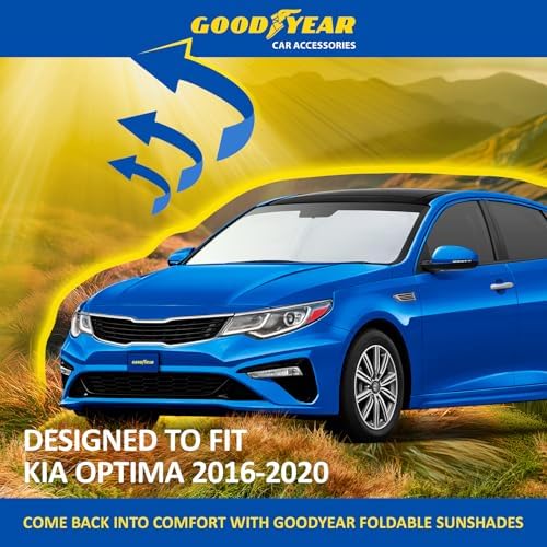 Goodyear Foldable Windshield Sunshade for Kia Optima 2016-2020, Car Accessories, Sunshade Cover, Sun Shade Car Windshield, Window Sun Blocker - GY008233