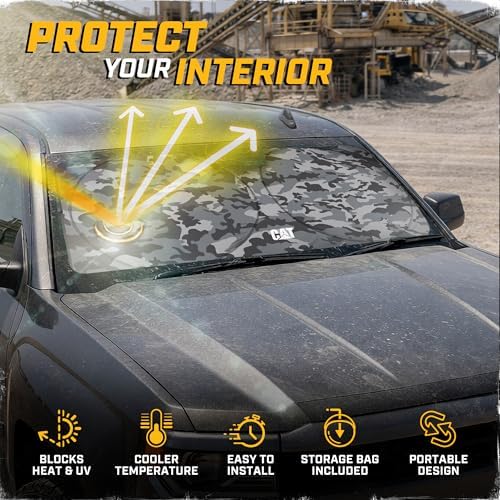 Windshield Sun Shade for Chevrolet Silverado 1500 2014-2018, Foldable Truck Sunshade, Heat Blocker, Front Window Sun Shield, Interior Protection, Keeps Cab Cool, Heavy Duty Truck Accessory-Gray Camo