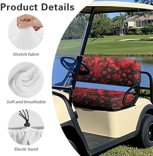 Yewatlles Retro Red Heart Glacier Cart Seat Covers for Club Car,Golf Carts Ordinary Front Seats,Breathable Washable Polyester Cloth Renew Your Golf Cart