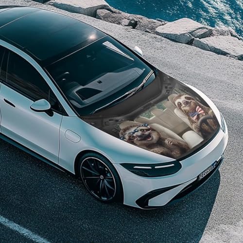 American Sloth Car Hood Cover Sunshade Windshield Hood All Season Protection Outdoor Foldable Protective Cover, Universal for Cars