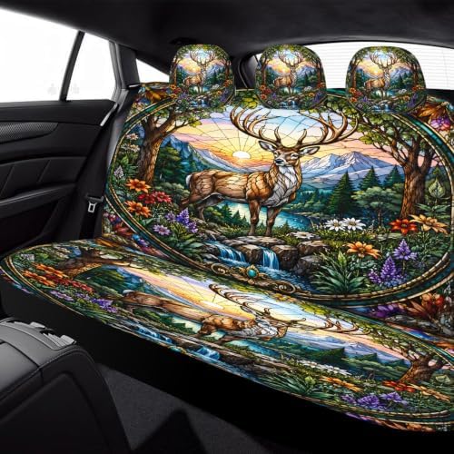 Wolf Dragon Deer Car Seat Covers Full Set, Universal Auto Seat Protector