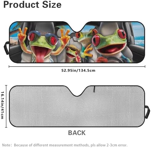 Renewold Funny Red Eyed Tree Frog Car Windshield Sunshade Sun Visor Cover for Jeep Wrangler JK JKU JL 1997-2023 2/4 Door Keep Cool Blocks Heat Sunlight Sun Shade Shield for Jeep Gladiator JT 2020-2023