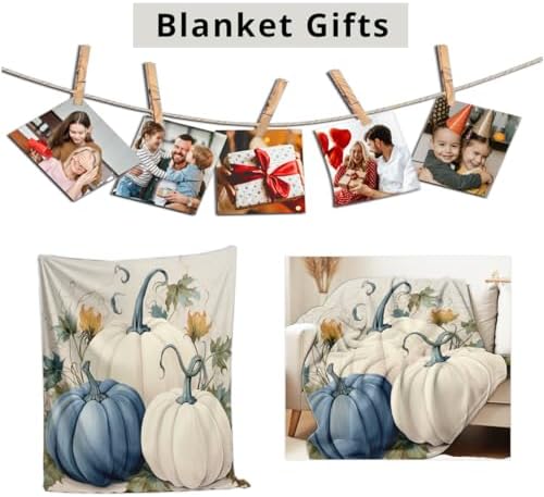 Fall Blankets and Throws White Pumpkin Print Blanket for Couch Bed Room Home Autumn Harvest Flannel Throw Thanksgiving Decor Gifts (59"x78") - Image 5