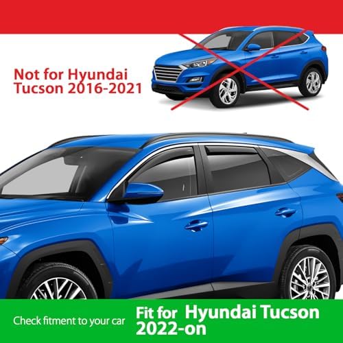 Goodyear Shatterproof in-Channel Window Deflectors for Hyundai Tucson 2022-2026, Rain Guards, Window Visors for Cars, Vent Deflector, Car Accessories, 4 pcs - GY003485