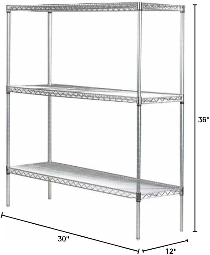 Omega 12" Deep x 30" Wide x 36" High 3 Tier Chrome Starter Shelving Unit - Image 2