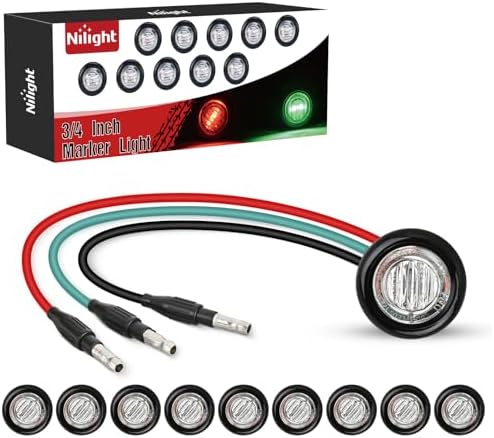 Nilight 3/4 Inch Dual Color Marker Light Red Brake Green Clearance Lights