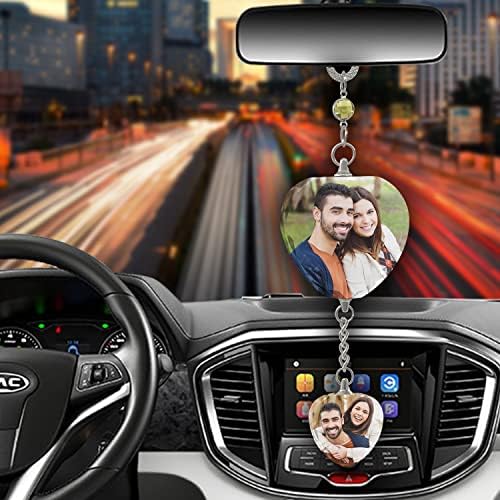 Personalized Ornament - Photo Car Hanging Rearview Mirror Charm, Heart-Shaped Custom Charm Memorial, Office Decoration Pendant - Image 4