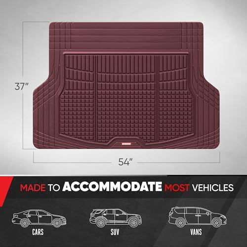 Motor Trend FlexTough Contour Liners Deep Dish 3pc Rubber Floor Mats & Trimmable Trunk Liner Cargo Mat - Heavy Duty All Weather Protection Car Mats with Traction Grips Car Accessories (Burgundy)