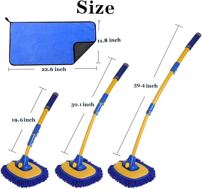Car Wash Brush with Long Handle, Microfiber Towels Car Wash Kit Cleaning - Image 3