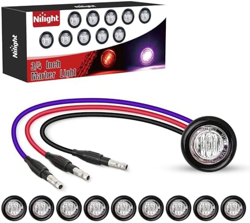Nilight 3/4 Inch Dual Color Marker Light Red Brake Purple Clearance Lights