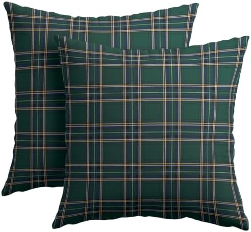 Christmas Plaid Pillow Covers 22x22 Set of 2 Green Highly Absorbent by Unknown