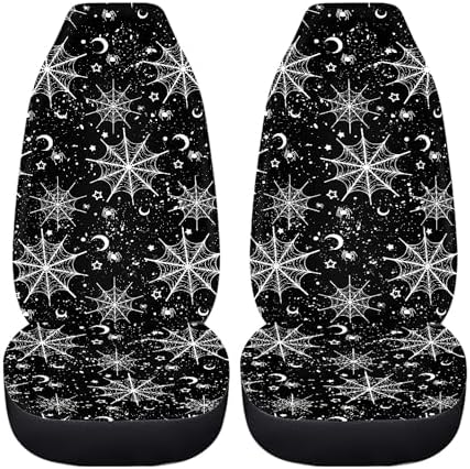 Moon Stars Spiderweb Print Car Seat Cover Front Seats Protector,Universal Fit for Most Cars,SUVs,Sedan,Truck or Van