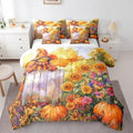 Erosebridal Rustic Fall Bedding Set Twin 7 Piece Farmhouse Scarecrow Bed in A Bag Country Pastoral Sunflower Pumpkin Comforter Set for Kids Adults Watercolor Autumn Sheet Set with Comforter by Erosebridal